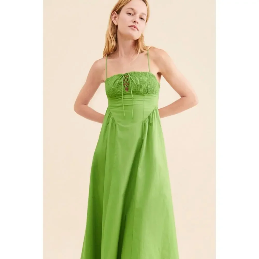 FREE PEOPLE Women's Fifi Midi Dress Size S In Green